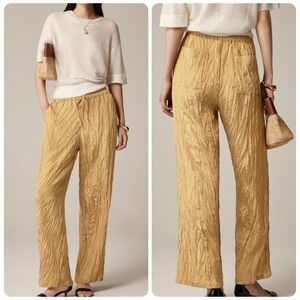 J.‎ Crew New Soleil Gold Metallic Crinkle Pull-on Pants women's size XXL NEW